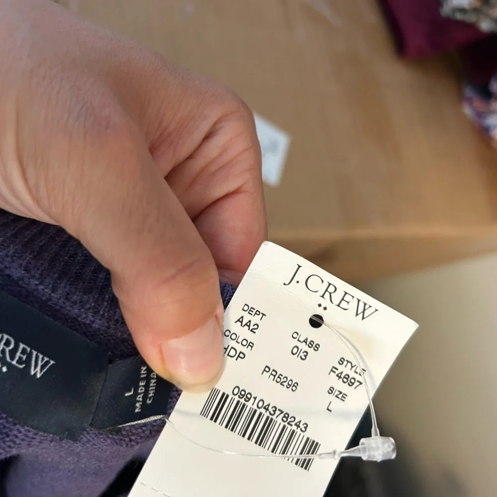 J. Crew Men's Purple Cotton Harbor V-Neck Sweater